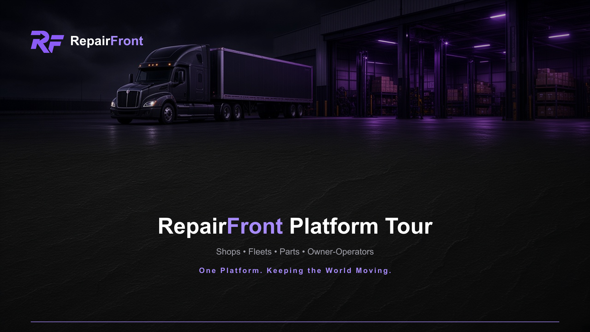 RepairFront Platform Tour — shops, fleets, parts, and owner-operators